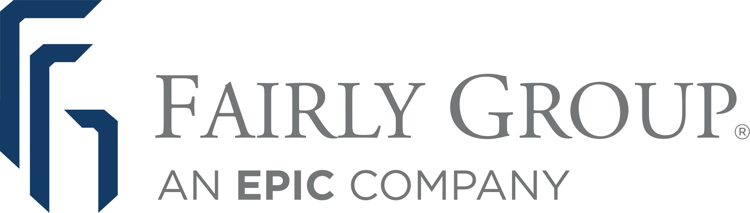 Logo of Fairly Group with the text Fairly Group in large font and An Epic Company in smaller font below. The logo features a stylized design element to the left. The colors are primarily gray and blue.