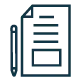 A simple black and white icon depicting two stacked pages with lines symbolizing text, a square shape representing an image, and a dark rectangular area near the top of the front page, indicating a headline or title.