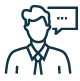 A stylized blue line drawing of a person playing a guitar. The figure is shown standing with legs apart, holding the guitar across the body. The simple design features angular shapes and minimal detail, conveying a sense of music and movement.