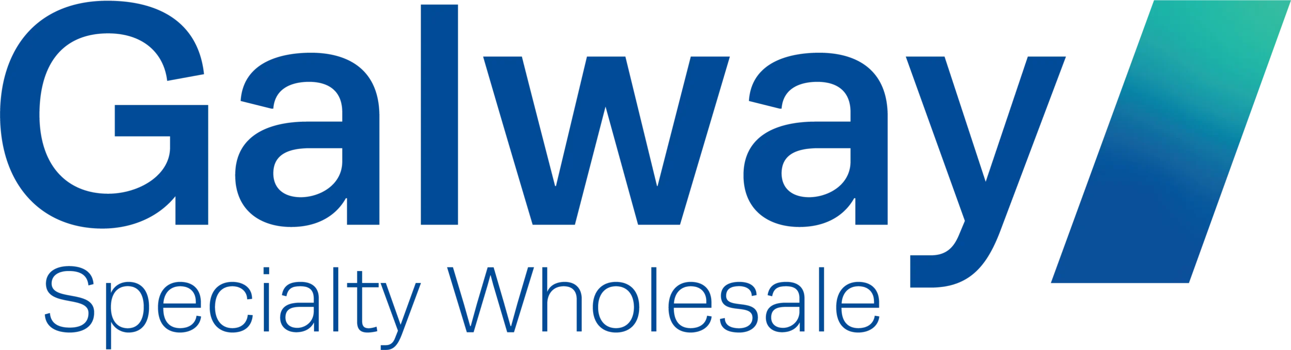 Logo of Galway Specialty Wholesale, featuring the word Galway in bold blue letters with a stylized blue gradient swoosh beside it. Below, Specialty Wholesale is written in smaller blue font.